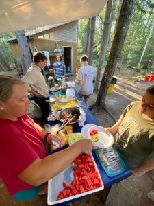 Breakfast on overnight remote camping