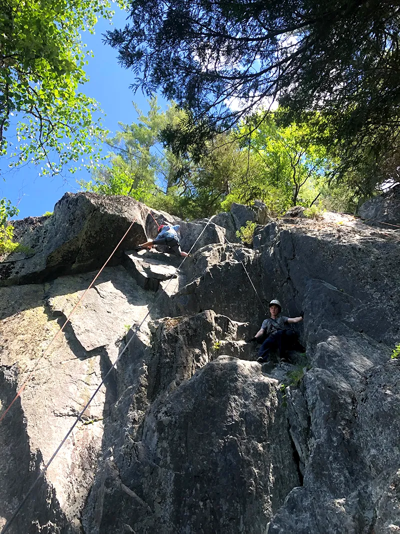 Kids rock climbing.