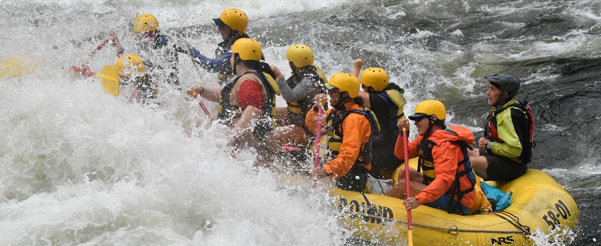 Whitewater rafting on the Kennebec River in fall, Maine