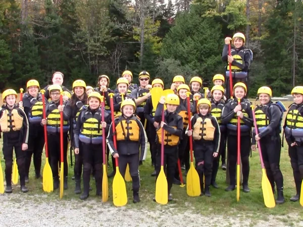 Scouts in Maine whitewater rafting.